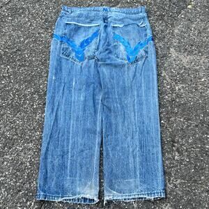 Vintage Y2K noiz denim blue embroidered baggy jeans pants